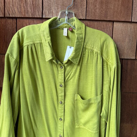 NWT Pilcro Anthropologie Lime The Bo Boyfriend Button Front Shirt - Women's XL - Picture 2 of 14